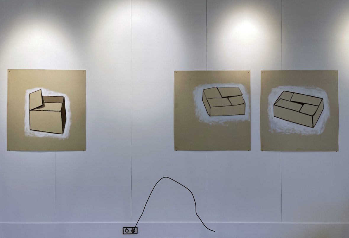 Detail of the stand (works by Anya Zhelud)